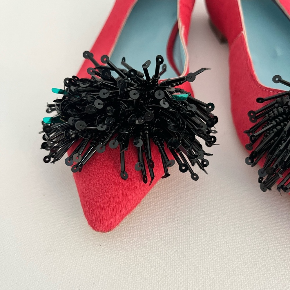 Frances Valentine Paige Pink Flats with Black Embellishments - Picture 3 of 8